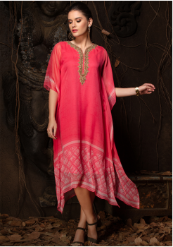 Pink Color Designer Chiffon Kurti